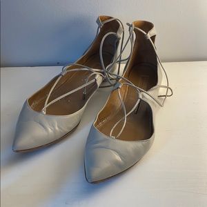 Aquazzura Grey Lace Up Flats